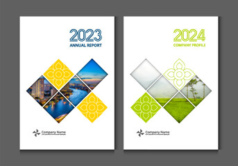 Wall Mural - Cover design annual report business catalog company profile brochure magazine flyer booklet poster banner. A4 template design element cover vector. Sample image with mesh.