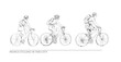People cycling in the city. Sketch, collection of silhouettes for project