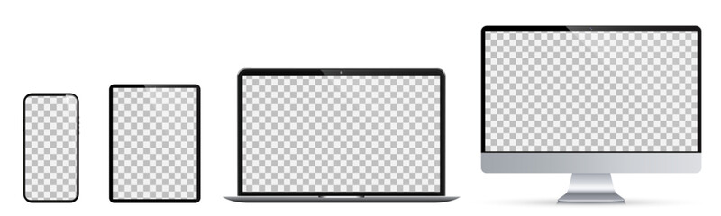 Poster - Set of fore technology devices with empty display - vector