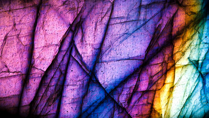 Wall Mural - multicolored labradorite iridescence. macro detail texture background. close-up polished semi-precious gemstone.