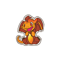 Wall Mural - dragon icon cute character color illustration sticker vector design