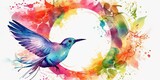Fototapeta Motyle - Watercolor background with tropical birds - generative AI Art