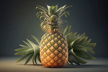  fresh pineapple falling into bowl of water, health and healthy life concept. created with Generative AI technology