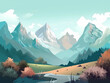 Minimalist mountains in pastel colors - background