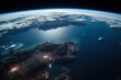 Sea Side of the World, View Perspective from Space Station Above in 8K created with generative ai technology