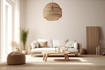 Poster - cozy living room with natural lighting and comfortable furniture. Generative AI