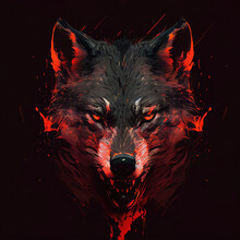 Wolf On Black Background Abstract Illustration
