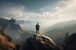 © carballo - traveler or adventurer on top of the mountain, generative ai