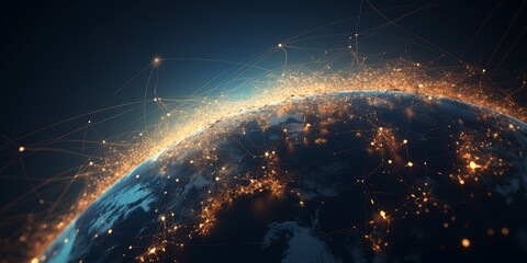 globe with communications satellite connections, generative ai
