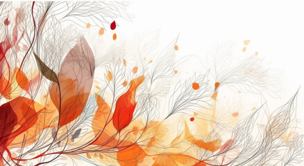 Wall Mural - Autumn abstract background, organic lines.