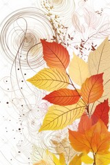 Wall Mural - Autumn abstract background, organic lines.