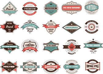 Vintage emblems. Retro premium badges collection set recent vector template with place for text