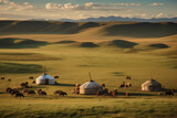 Fototapeta  - nomadic mongolian, generative ai