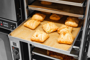 Poster - Delicious bread buns in a bakery or supermarket