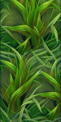 Wall Mural - grass and leafy foliage as a backdrop generative ai