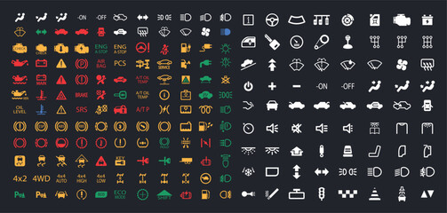 Car Dashboard symbols and indicators vector