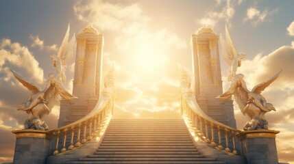 Golden Gates of Heaven with Glowing Light