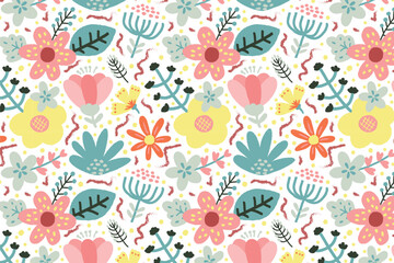 aesthetic cute spring and summer abstract flower seamless pattern