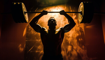 Poster - One man success in weightlifting at gym generated by AI