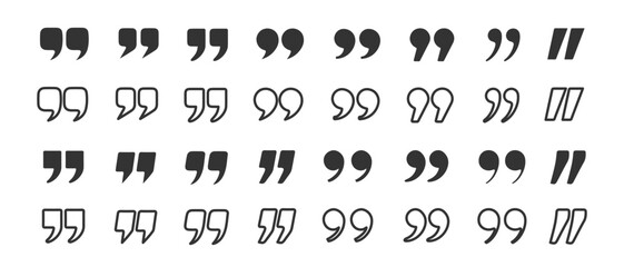 Set of quotation marks. Texting quote boxes. Quotes icon vector sign design