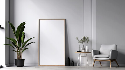 Canvas Print - mockup poster frame in minimalist modern interior;