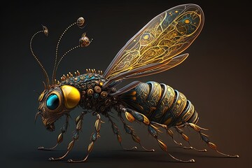 Wall Mural - A Mystical Image Showcasing an Artful Adaptation of Mythology-A Fantastical Wasp Creation Generative AI