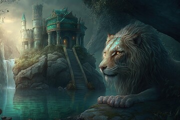 Wall Mural - enchanting fables and legends reside here generative ai