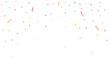 congratulatory background with colored confetti and serpentine. Vector illustration