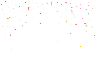 congratulatory background with colored confetti and serpentine. Vector illustration