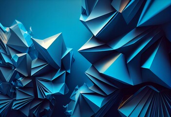 Blue digital abstract background. 3D illustration. Generative AI