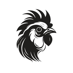 Wall Mural - chicken, logo concept black and white color, hand drawn illustration