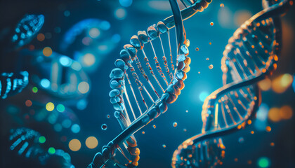 Blue DNA structure isolated background.