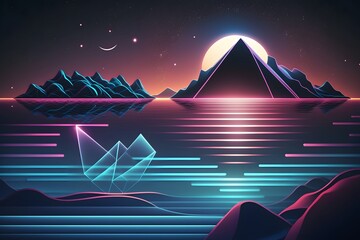 Wall Mural - sunset on the sea created using ai generative technology