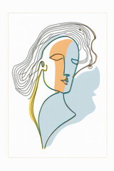 Poster - Abstract portrait illustration digital art face person poster background artwork 
minimal expressionism line art drawing style yoga peaceful graphic design character generative ai