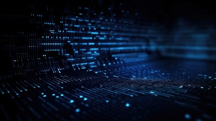 Wall Mural - Data binary code, technology background, blue dark background, generative ai