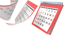 Calendar April  Flying Pages Isolated Red - 3d Rendering
