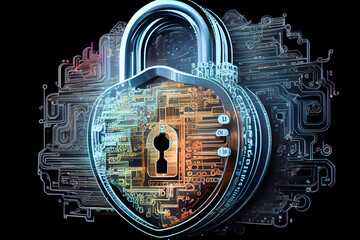 Poster - Shield in the form of a castle. Data protection concept. Generative AI, Generative, AI