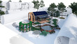 Planung eines Einfamilienhauses in Scheunen-Architektur mit Photofoltaik und Gartengestaltung - 3D Visualisierung