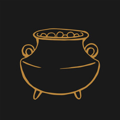 Magic cauldron. Hand drawn vector illustration.