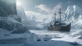 Fototapeta  - arctic, exploration ship frozen in winter3