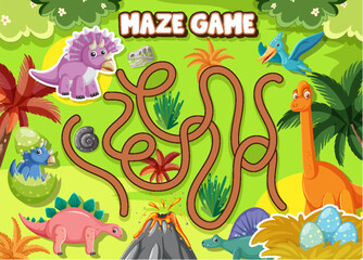 Poster - Maze Game In Dinosaur Theme