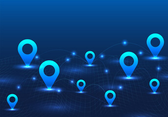 Fototapete - Smart technology that can open a map of the world. Find an address anywhere through the satellite system on the network Internet and share the current location.