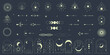 Celestial Esoteric set with eye pyramid, bohemian arch and celestoal border. Moon, arrow and eye esoteric shape. Aestetic vintage mystic element. Celestial geometric vector illustration