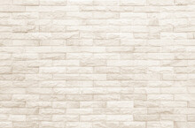 Empty Background Of Wide Cream Brick Wall Texture. Beige Old Brown Brick Wall Concrete Or Stone Textured, Wallpaper Limestone Abstract.	
