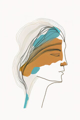 Poster - Abstract portrait illustration digital art face person poster background artwork 
minimal expressionism line art drawing style yoga peaceful graphic design character generative ai