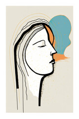 Poster - Abstract portrait illustration digital art face person poster background artwork 
minimal expressionism line art drawing style yoga peaceful graphic design character generative ai