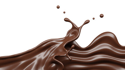 Chocolate  splasht png file , 3D Rendering, 3D illustration