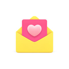 Poster - Love letter dating application incoming message envelope chat newsletter email alert 3d icon vector