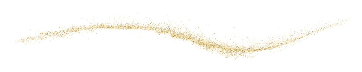 Gold Glitter Texture On White. Horizontal Long Banner For Site. Panoramic Celebratory Background. Golden Explosion Of Confetti. Vector Illustration, Eps 10