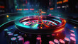 Nightlife with playing classical casino roulette. Postproducted generative AI illustration.